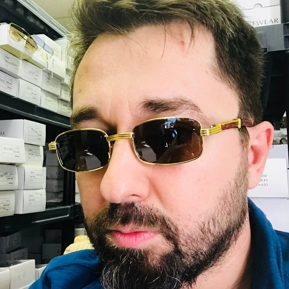 Brown Lens Men Sunglasses Square Gold Frame Hip Hop Style Buffs Woddy Arms Migos